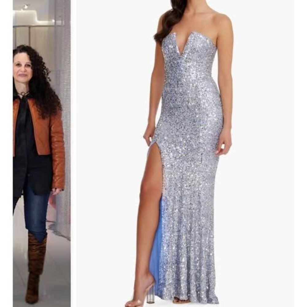Dress the Population Fernanda Sequin Strapless Gown LARGE